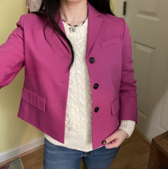 Magenta Cropped Jackets & Coats